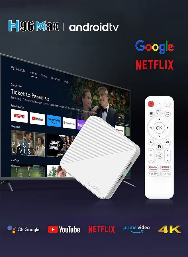 اتش 96 ماكس جهاز تلفاز بوكس 4K أندرويد 14، جهاز تلفاز أندرويد بوكس مع واي فاي وبلوتوث، مشغل وسائط عالي الدقة بمعالج رباعي النواة، 2GB RAM و16GB ROM - Image 3